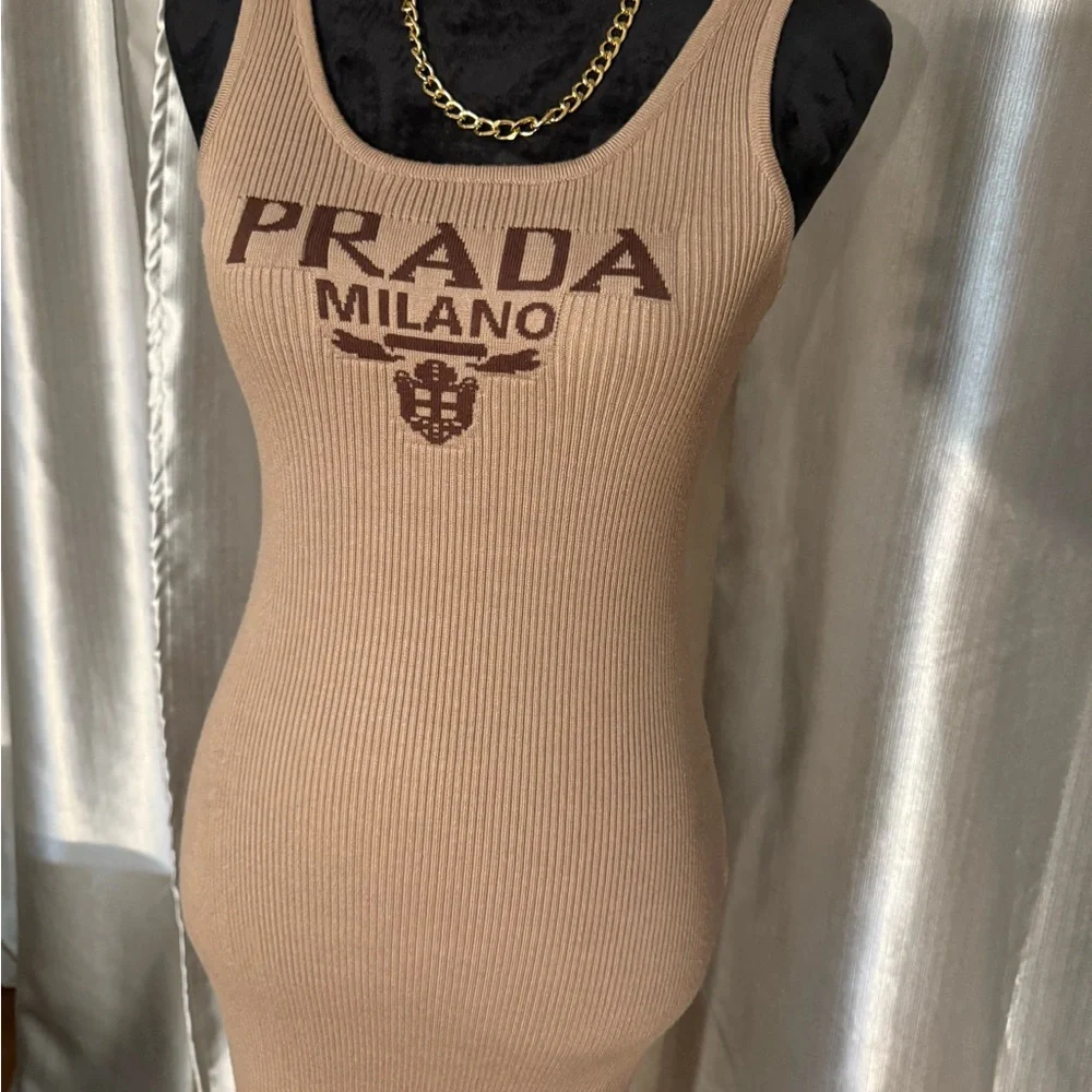 Prada Tan Midi Dress - Picture 6 of 6